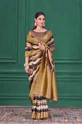 India Silk  Multi-Colored Wave Pattern Sarees Featuring Tussar Silk Jacquard Combine Traditional Craftsmanship With Elegant